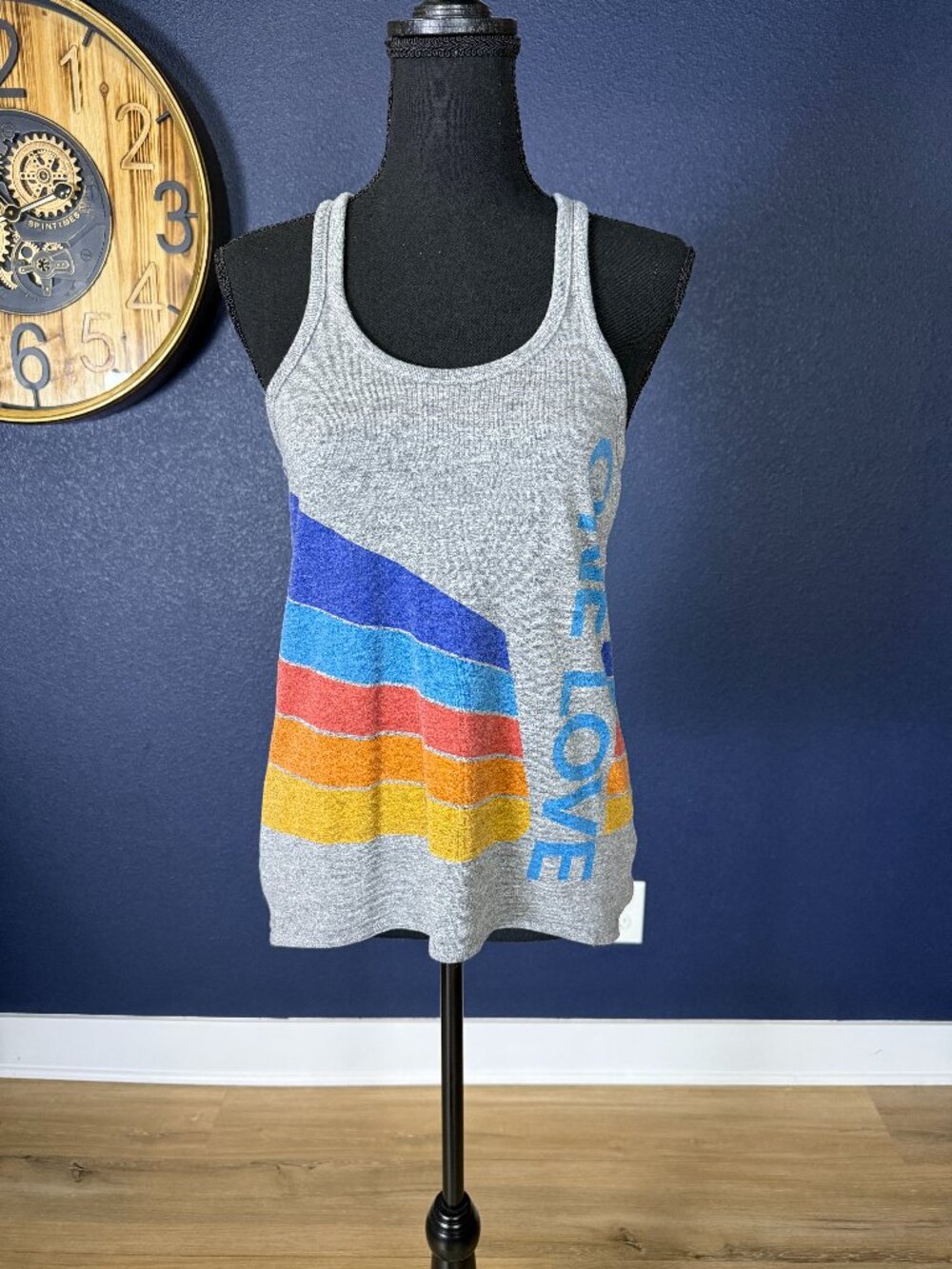 Chaser One Love Rainbow Stripe Racerback Tank | S